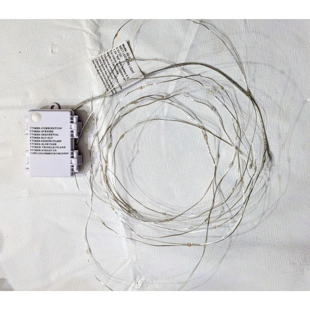 Mainstays Battery Operated LED Wire Lights 50-Count Multicolor 8 Mode 16ft EUC